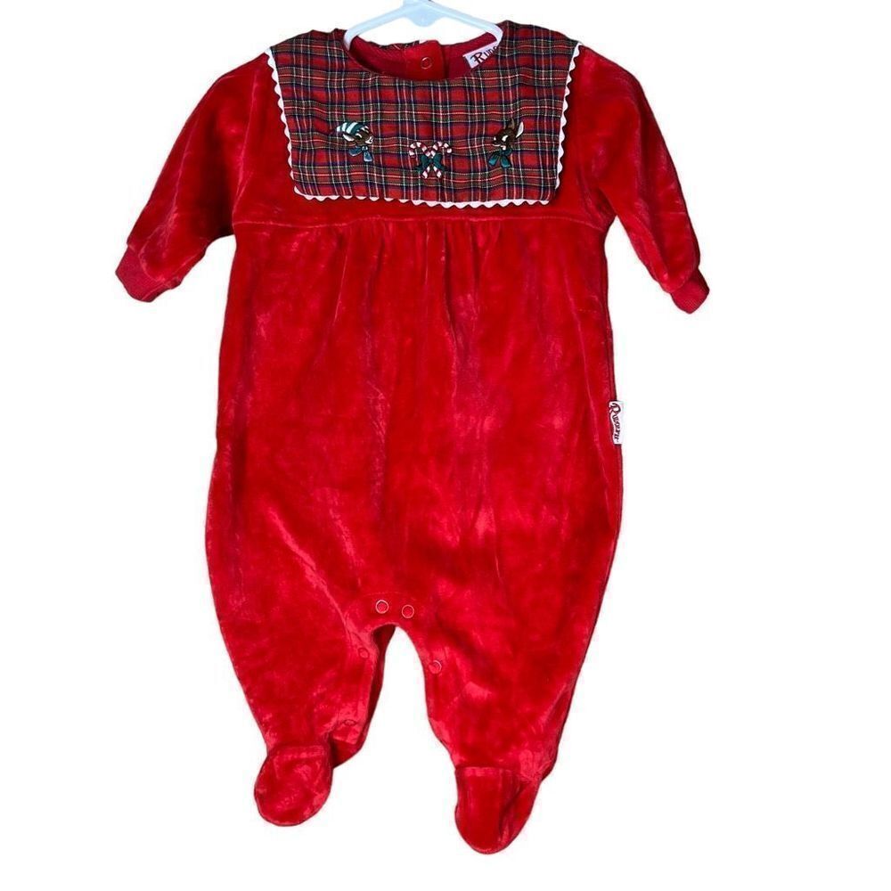Vintage Rudolph Baby Girl‎ Christmas One Piece Footies Size 3-6 months
